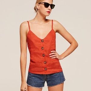 Reformation 100% Linen Tank w/Button Front sz S